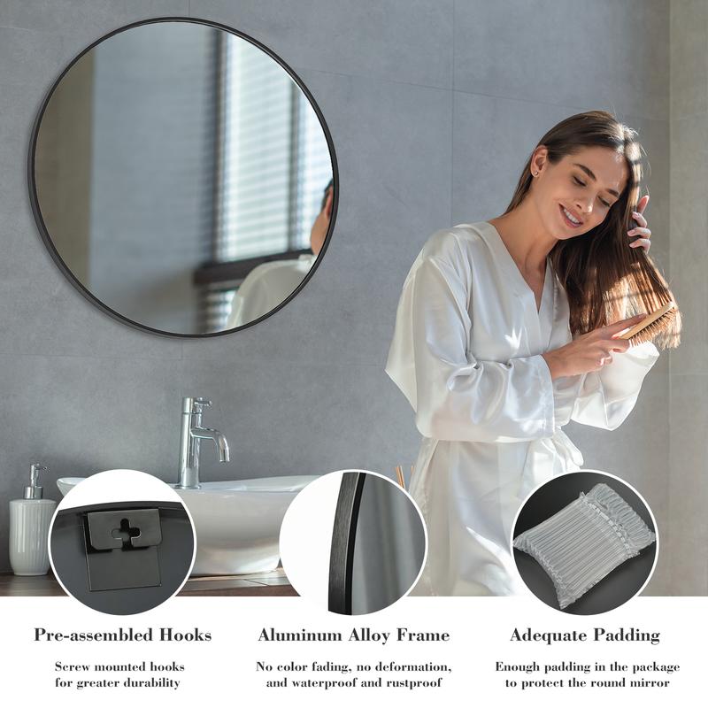 Sweet Furniture S Mirror 20 24 30 Inch, Bathroom Mirrors for Over Sink, Circle Mirror for Bathroom, Entryway, Bedroom, Vanity