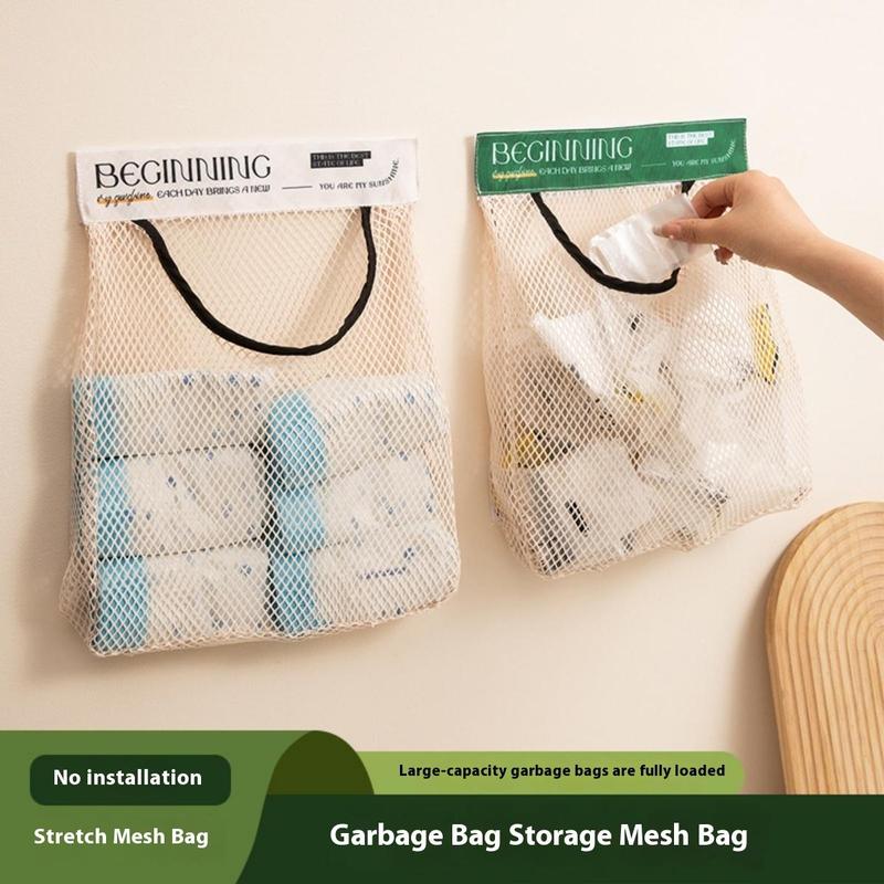 Hanging Storage Bag, 2 Counts Large Capacity Mesh Storage Bag with Handle, Household Storage Organizer for Kitchen Bathroom