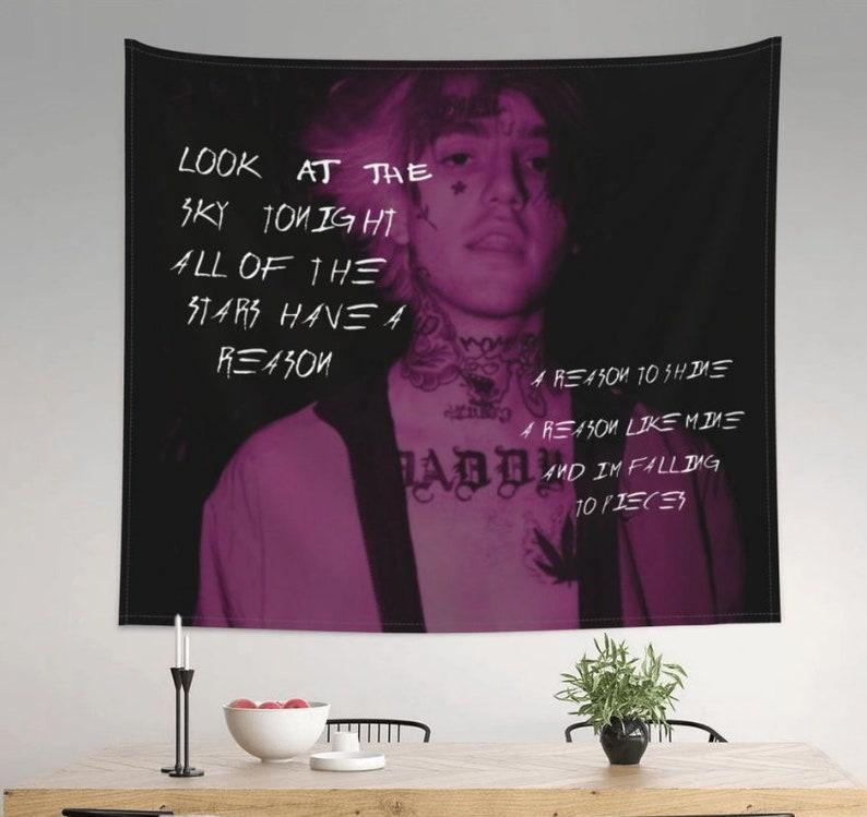 Lil Peep Star Shopping Lyrics Signed Photo Tapestry Wall Hanging Printed Polyester Tapestry INS Blanket Room Decor Tapiz