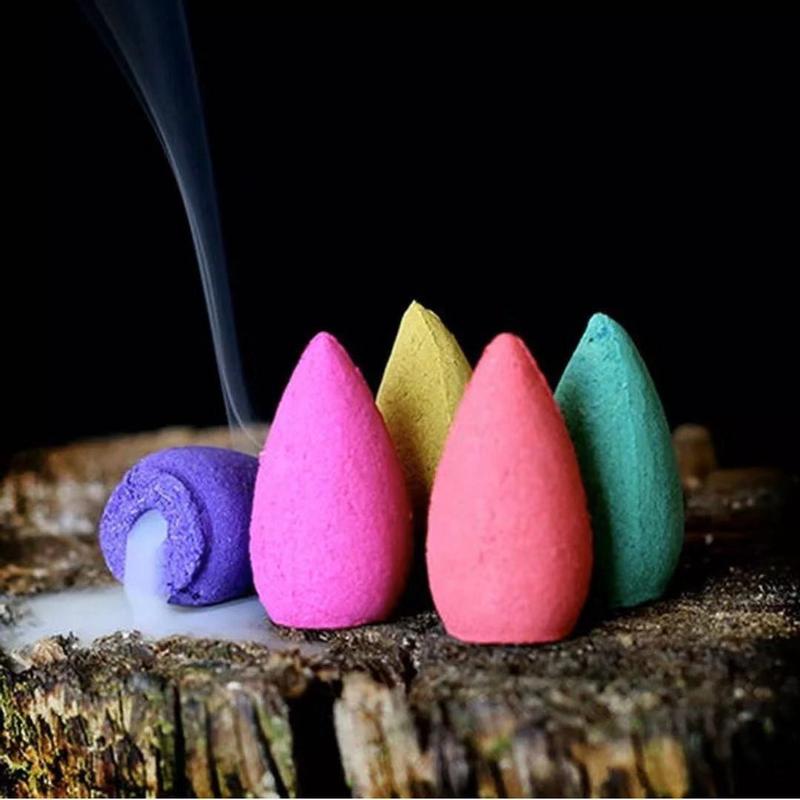 NEW VERSION Small Size Backflow Incense Burner Cones Flower Flavor Smoke Bullet Cone 50pcs Pack Freshener Aroma Fragrance