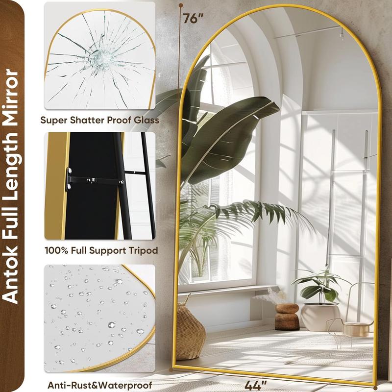 Full Length  Floor  Freestanding, 58*18-41*81in Multiple Sizes Arched Floor Standing Large  Full Body  with Stand for Bedroom, Hanging Mounted  for Living Room    big mirror