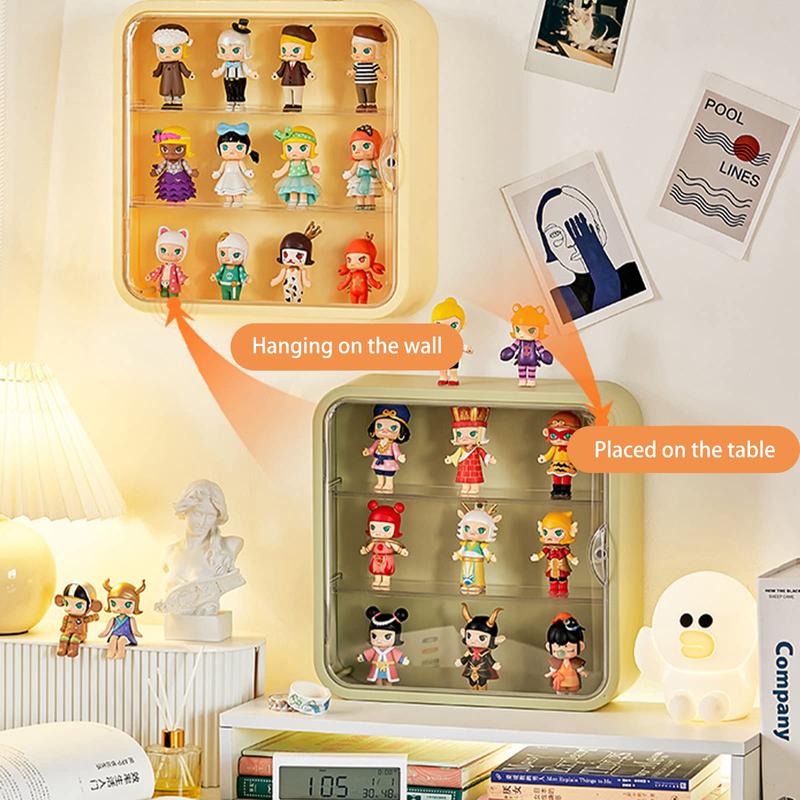 Clear Display Case for Figures,Wall-Mounted Doll Storage Box,Adjustable Display Stand with Door Dust and Moisture Proof Suitable for POP Collectibles