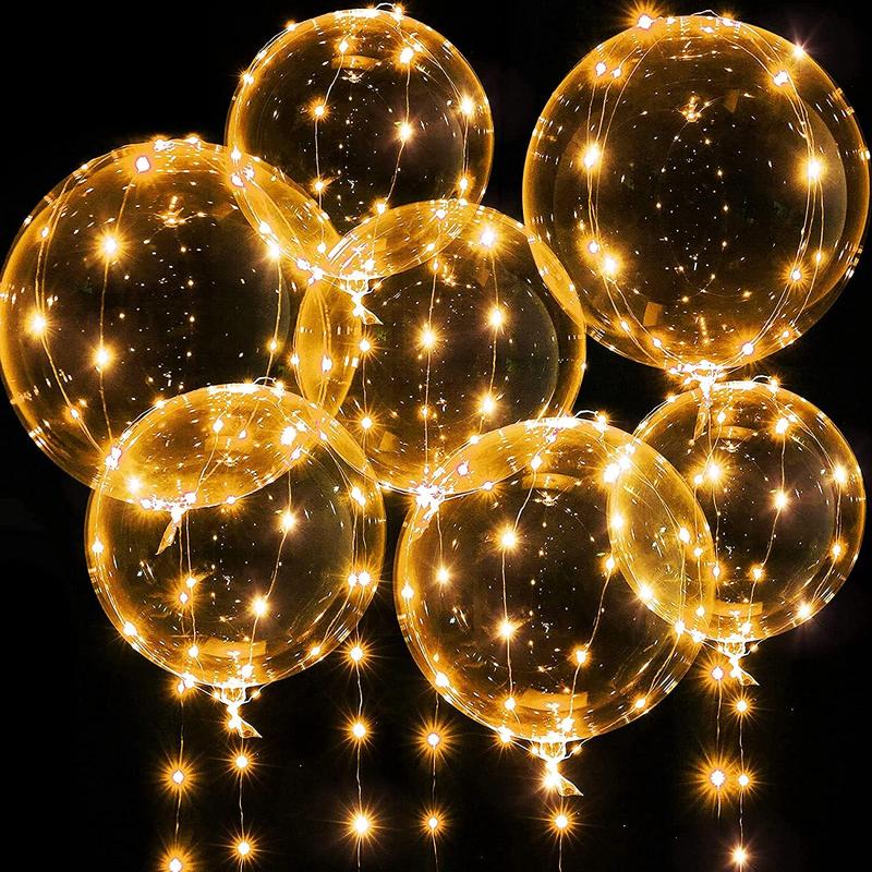 Red Light up Balloons, 7 Packs 20 Inch Bobo Balloons with 10ft Lights for Birthday Graduation Party Wedding Valentines Day Christmas Decoration (Red)