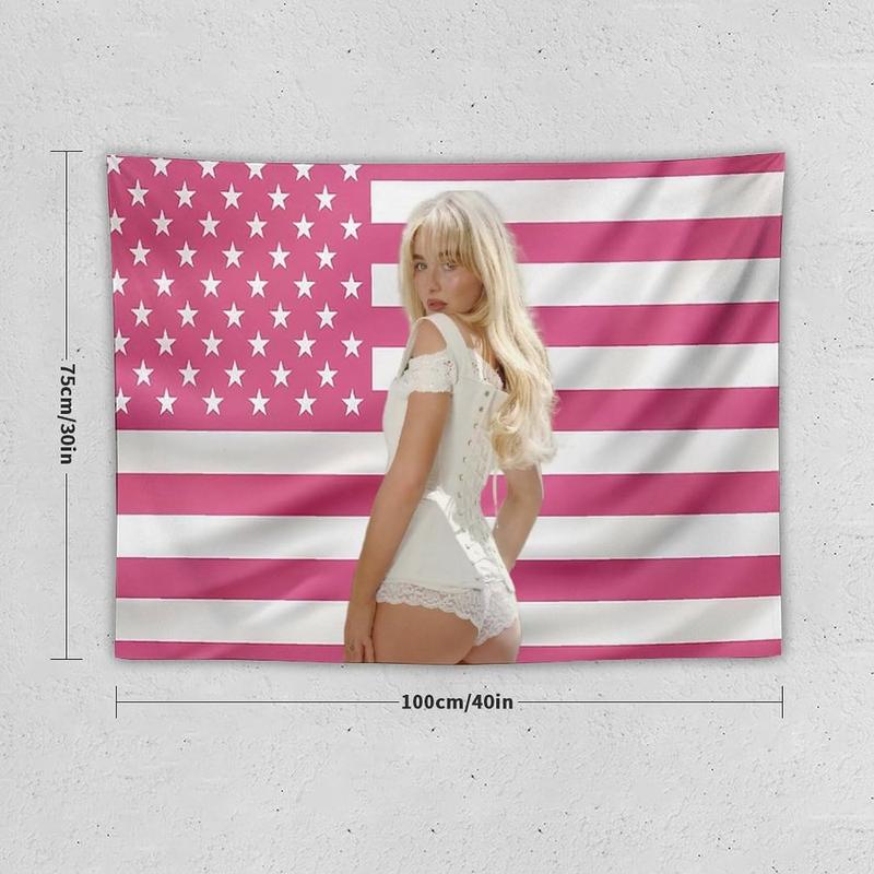 Sabrina Art Tapestry Actor Star Wall Tapestry Pink American Carpenter Flag Poster Suitable for College Dormitory Bedroom Living Room Office Party Decoration Goods Gift