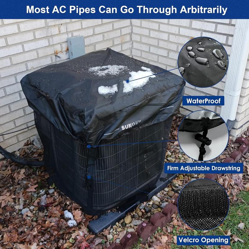 2 in 1 Air Conditioner Covers for Outside Units,Full Mesh & Detachable Waterproof Top AC Unit Defender Cover for All Season,Protect from Leaves,Snow & Dust 32