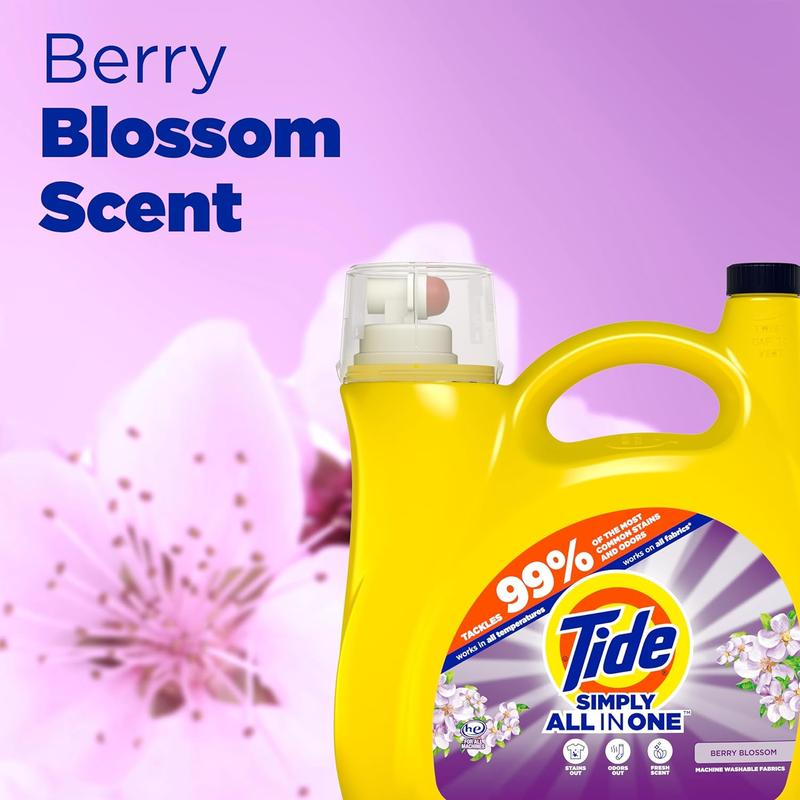 89 loads, Simply Clean & Fresh Liquid Laundry Detergent, Berry Blossom Scent, 117 fl oz