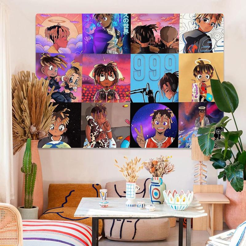 Juice Wrld Rapper Tapestry For Bedroom Juice Wrld Posters For Room Aesthetic Wall Tapestrys Cartoon Juice Wrld Flag Tapestry Wall Hanging Decor Wall Blanket For Home Wall Decor 59.1'' × 51.2