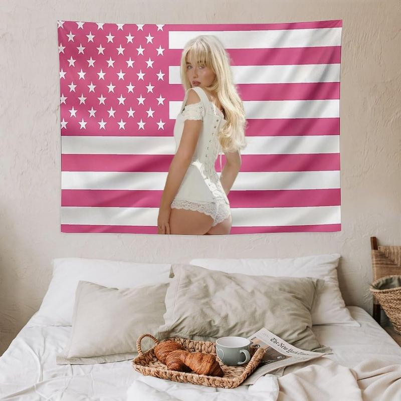 Sabrina Art Tapestry Actor Star Wall Tapestry Pink American Carpenter Flag Poster Suitable for College Dormitory Bedroom Living Room Office Party Decoration Goods Gift