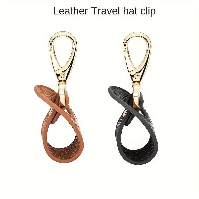 Baseball Cap Clip, 1 Count PU Leather Hat Carry Ponytail Hat Clip, Towel Gloves Storage Clip, Travel Hands-free Hat Clip