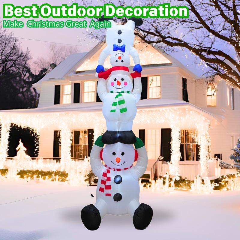 PTS 10FT Inflatable Snowman Family Tower Outdoor Decoration, Christmas Blow Up Yard Decorations, Built-in LED Lights Inflatables Xmas Holiday Funny Decor for Indoor Lawn Garden Ornaments