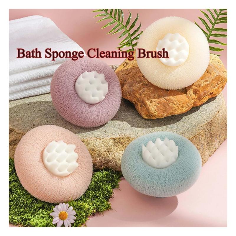 4Pcs Super Soft Sunflower Suction Cup Bath Ball - 2-in-1 Sunflower Bath Ball, Exfoliating Bath Sponge Body Brush Scrubber, Bathroom Shower Sponges for Women Men