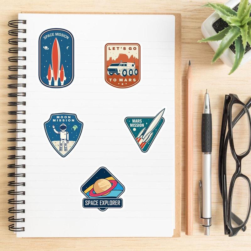 50pcs Cartoon Astronaut Space Sticker, Waterproof Sticker Pack for Wall Water Bottle Skateboard Helmet Car Bike Luggage Laptop