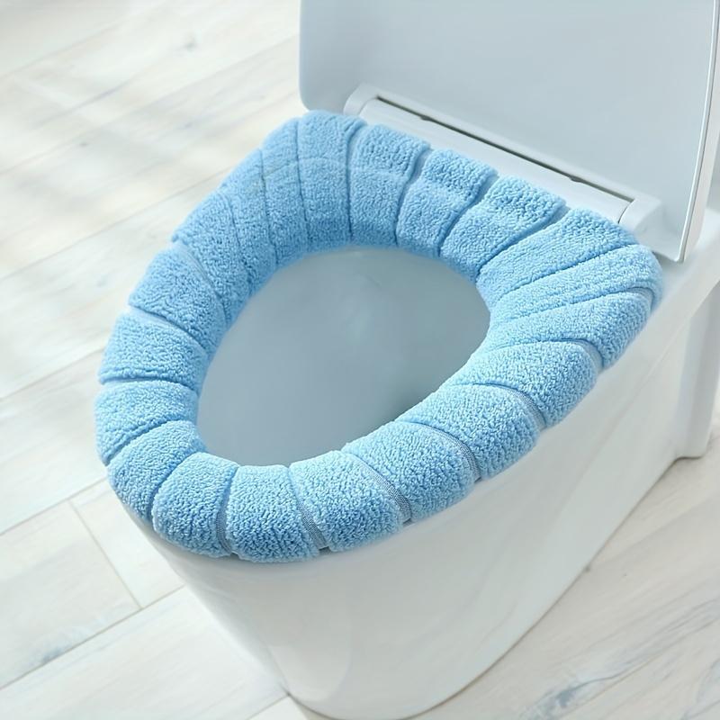 Deluxe Plush Linen Toilet Seat Cover Set - Extra Soft, Machine Washable with Removable Cover & Contrasting Handles for Comfort and Style