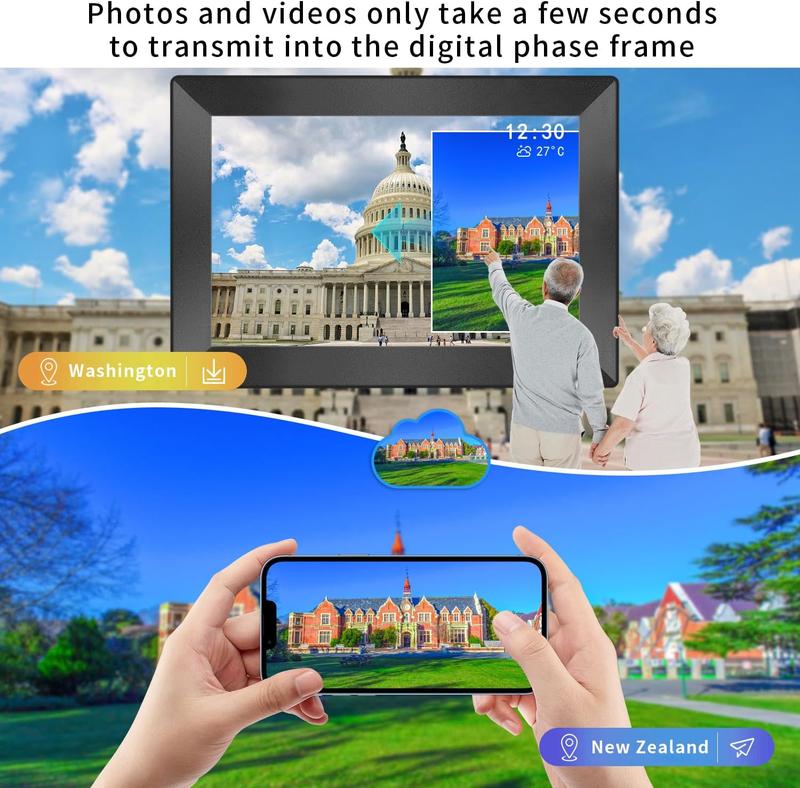 Digital Picture Frame WiFi Smart Slideshow Picture Frames 10.1Inch HD Digital Photo Frame, 16GB Storage, Electronic Picture Frame Easy to Share Photos