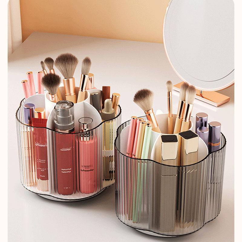 Summer Clear Multi-grid Makeup Brush Storage Organizer for Vanity, Rotatable Cosmetic Organizer, Makeup Organizer, Vanity Desk Portable Toiletries Storage Box for Home Dormitory, Summer for Gift