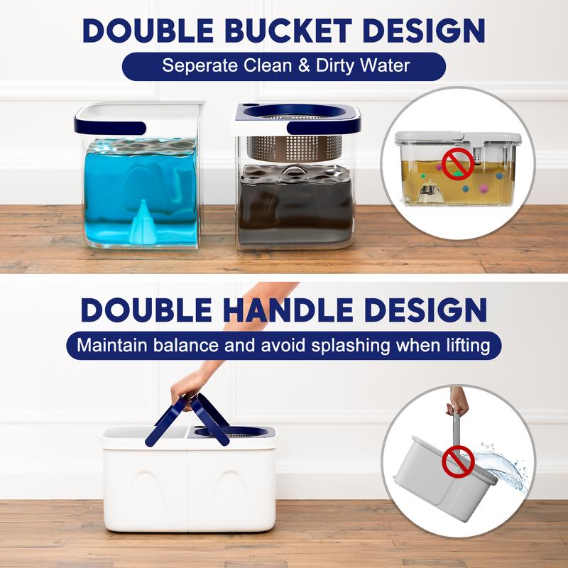 TIKAAATOK Detachable storage for clean water and a sewage separation rotating mop bucket