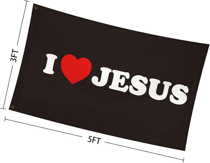 I Love Jesus Flag I Heart Jesus Flag Funny Meme Flags Banner Cool Flags For Room Guys Girls College Dorm Man Cave Bedroom Wall Decor Hangings Outdoor Indoor 3x5 Feet Gifts Light Ornaments