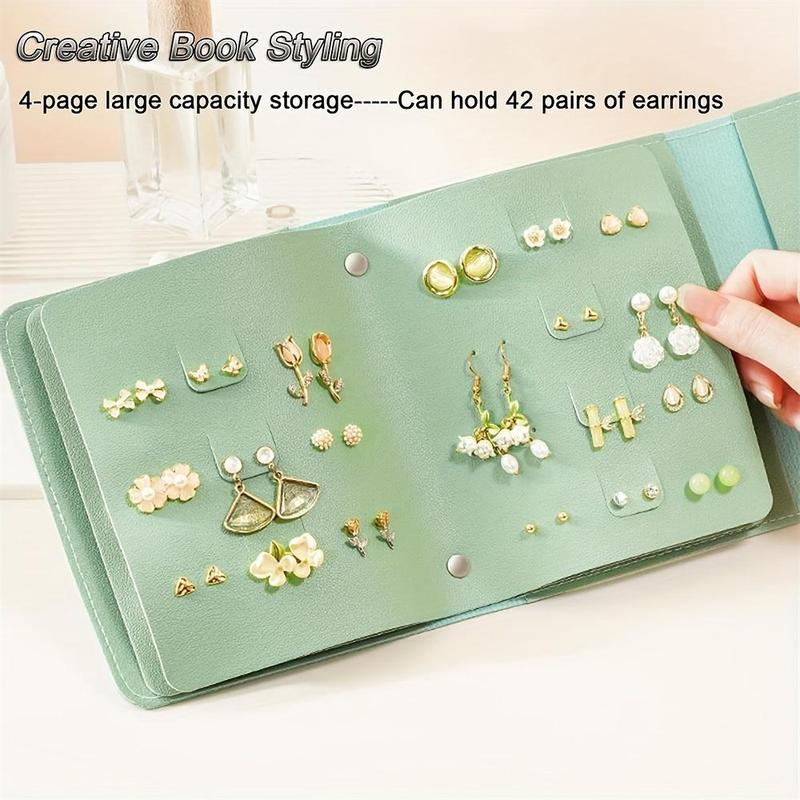 Earring Organizer, Portable Travel Earring Holder With Foldable Book Design, PU Leather Ear Stud Storage Bag, Jewelry Organizer, Earring Display Holder, Gift For Girlfriend