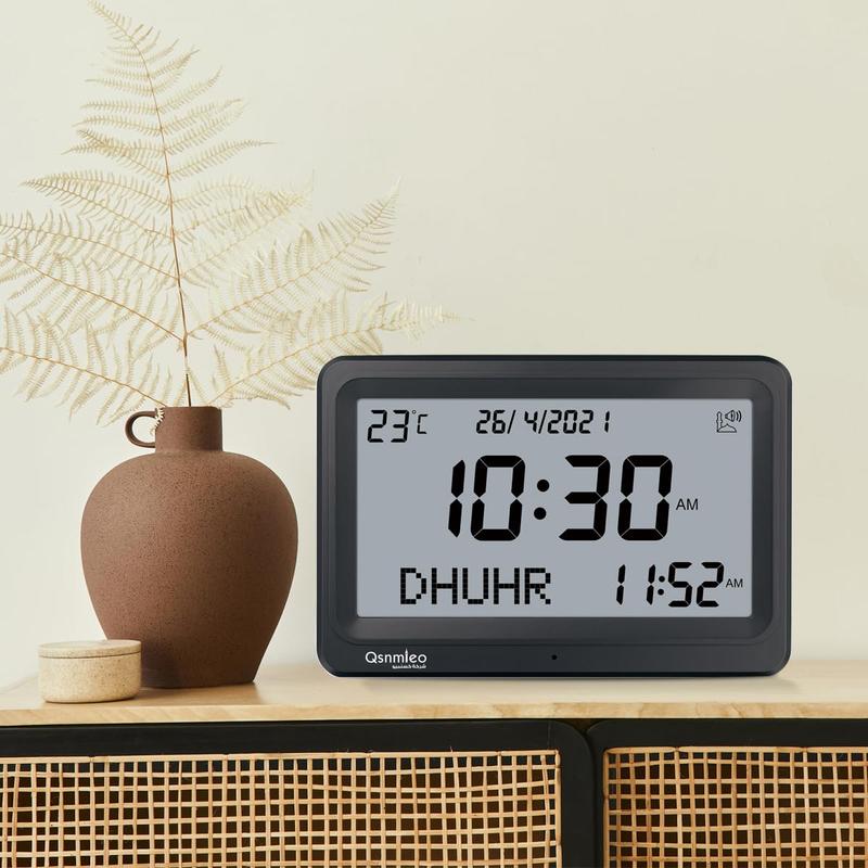 Qsnmieo Azan Clock for USA-Automatic Worldwide Digital 8 Azan Prayer Sounds Islamic Wall and Desk Clock