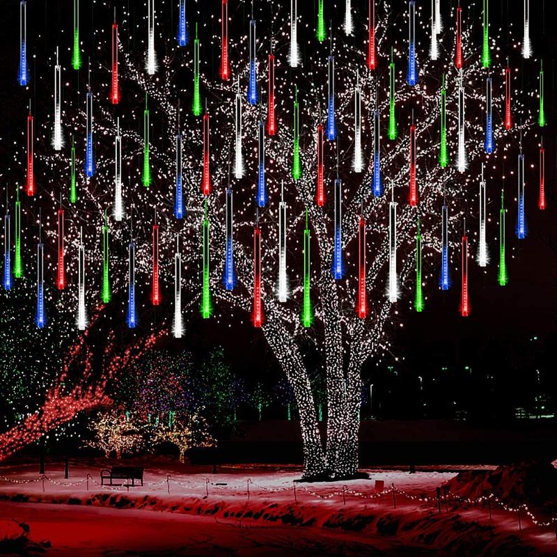 Falling Rain Light for Christmas, Waterproof 8 Tube LED Falling Rain Lights For Outdoor Christmas Tree & Holiday Decorations