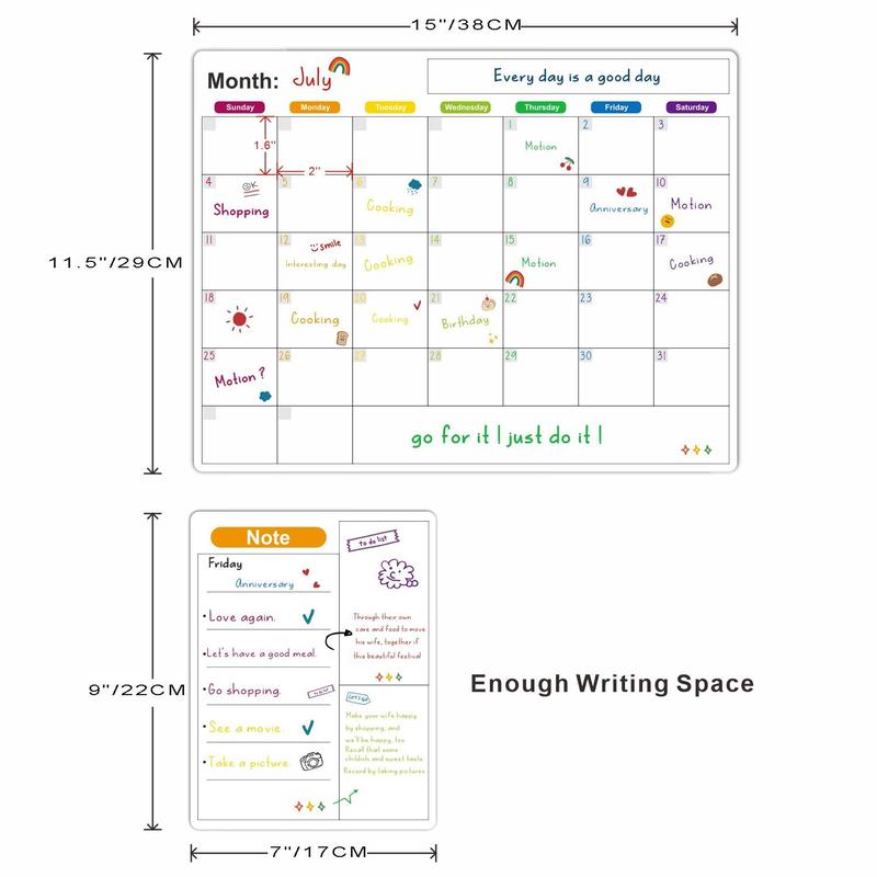 Magnetic Calendar, Refrigerator Magnetic Erasable Whiteboard, Fridge Planner Board for Kitchen