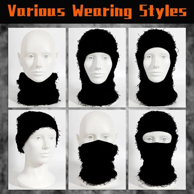 Balaclava Ski Mask for Men Women Shiesty Mask Shaggy Knitted Full Face Ski Mask Windproof Neck Warmer