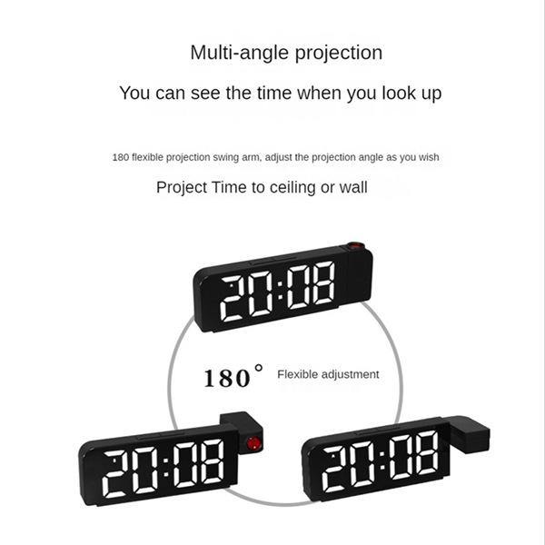 180° Rotation Projection Alarm Clock 12 24H LED Digital Clock USB Charge Ceiling Projector Alarm Clock Green