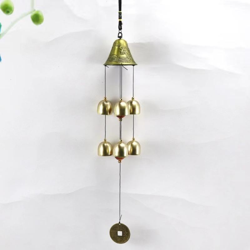 Dragon Design Wind Chime, Creative Hanging Wind Chime with 6 Bells, Art Decor for Home Garden Yard