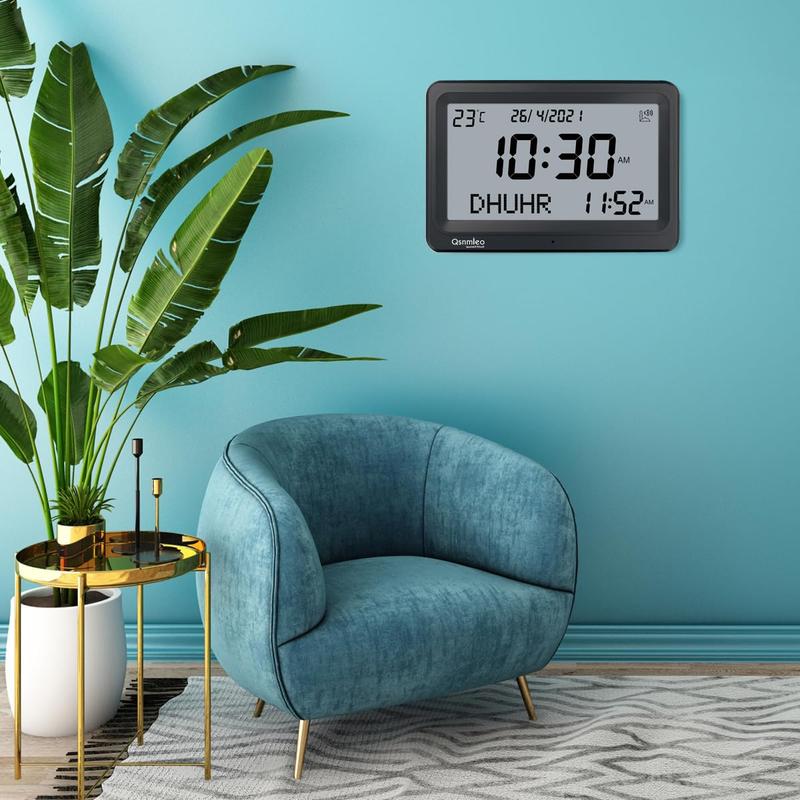 Qsnmieo Azan Clock for USA-Automatic Worldwide Digital 8 Azan Prayer Sounds Islamic Wall and Desk Clock