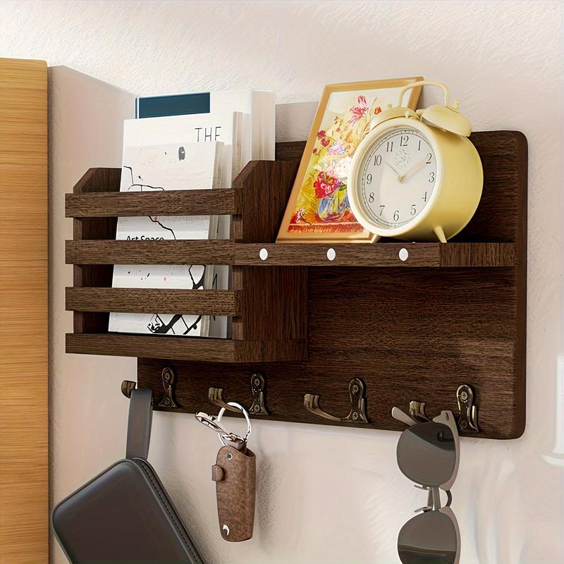 Wooden Wall Mounted Key Holder, 1 Count Vintage Key Storage Rack, Home Organizer for Living Room Bedroom Kitchen, Home Supplies