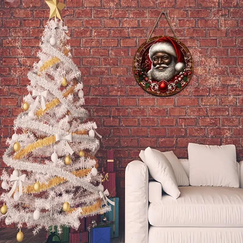 Santa Claus Pattern Wooden Hanging Sign without Wreath, Rustic Wooden Christmas Decor, Wall Art for Home, Cafe, Bedroom, Living Room