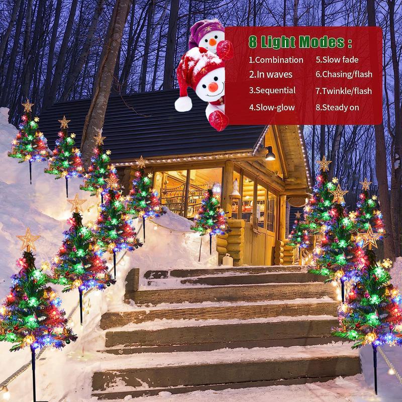 4-Pack Solar LED Christmas Tree Lights, 8 Modes - For Yard, House, Patio