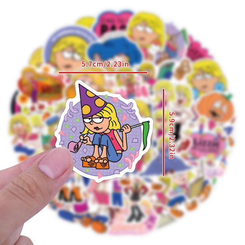 Cartoon Lizzie Mcguire Sticker, 55pcs set Cute Cartoon Sticker, Waterproof Self Adhesive Decor Paper for Gift Greeting Card Water Bottle Laptop Phone