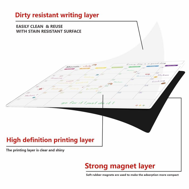 Magnetic Calendar, Refrigerator Magnetic Erasable Whiteboard, Fridge Planner Board for Kitchen