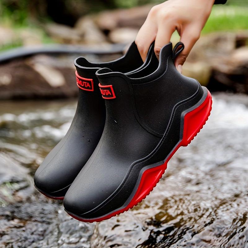 Womens Waterproof Stylish Rain Boots - Quick-Dry Slip-On Design - Durable Flat Short Boots for Outdoor Garden Work - Comfortable & Lightweight