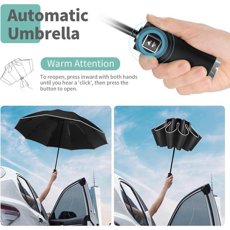 Travel Umbrella, Automatic Umbrellas for Rain, Portable Windproof Compact Umbrella, Folding UV Resistant Sun Umbrella Aluminum Comfortable