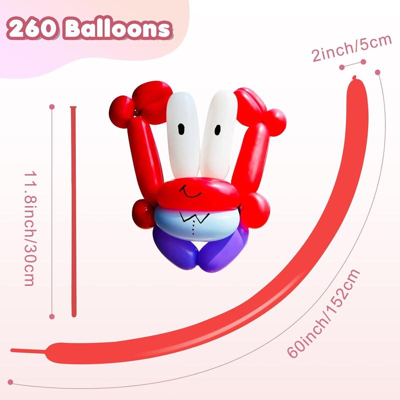 260 Balloons 100 Pack, Latex Assorted Color Long Balloons,Modeling Magic Twisting Balloons for Animal Shape Birthday Weddings Christmas Party Decoration