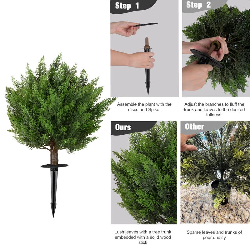 19.6 Inch Artificial Cypress Boxwood Sapling Outdoor Decoration Plastic Tree Artificial Pine Tree Ground Pine Tree Fake Plant Decoration (2Park) Twig Decor Set Artificial Tree Ground Tree  Home Decor Ornaments Fruit