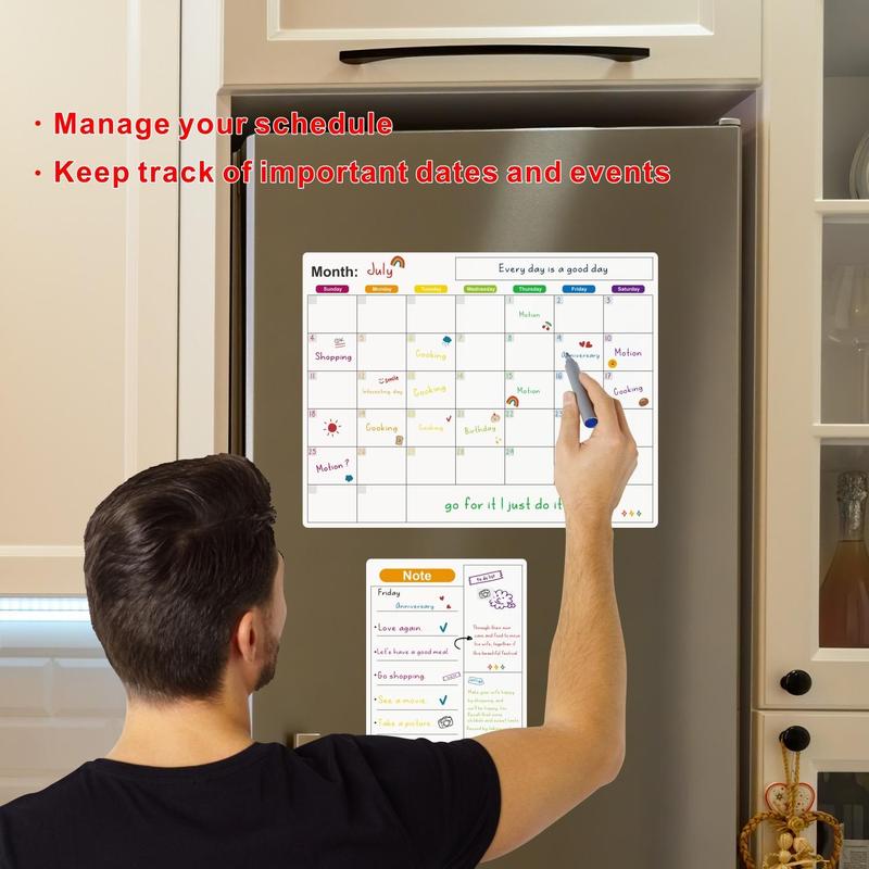 Magnetic Calendar, Refrigerator Magnetic Erasable Whiteboard, Fridge Planner Board for Kitchen