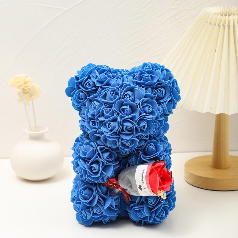 Christmas artificial rose bear, 1 romantic artificial flower bear, anniversary gift, birthday, Mother's Day FEt Hanyeah Dream Home Decor Decorative