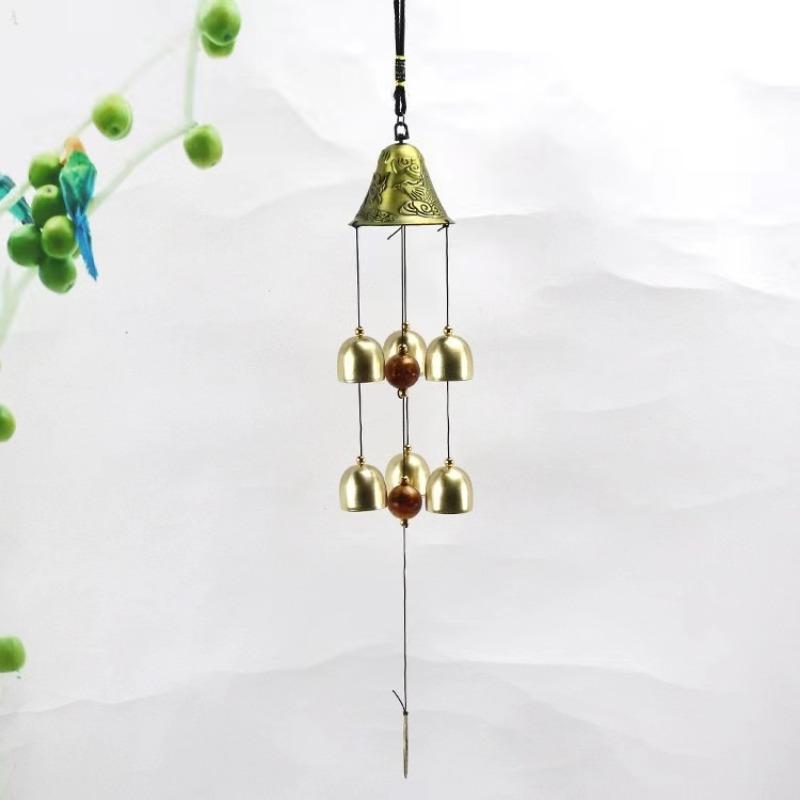 Dragon Design Wind Chime, Creative Hanging Wind Chime with 6 Bells, Art Decor for Home Garden Yard