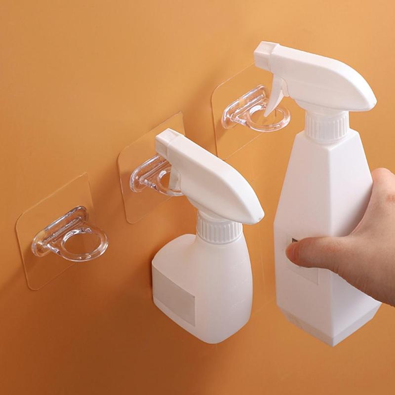 10pcs Clear Hook Ring, Multifunctional Self-adhesive Hook, Home Organizers for Kitchen Bathroom