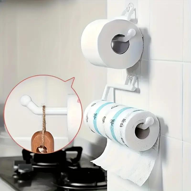 Wall Mounted Tissue Holder, Punch Free Tissue Holder with Hook, Kitchen Roll Holder, Bathroom Storage Rack, Home Organizer for Kitchen Bathroom