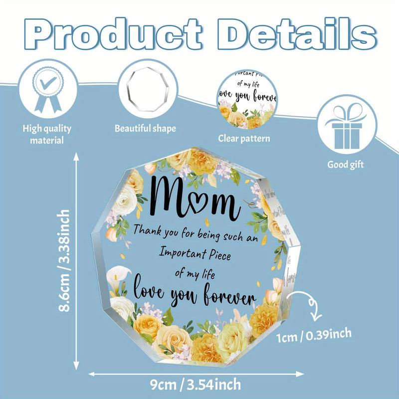 Irregular Shaped Acrylic Plaque, 1 Count Flower & Letter Pattern Creative Birthday Gift for Mom, Home Decoration Ornament