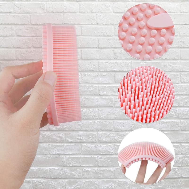 Soft Silicone Exfoliating Brush, 2pcs set Body Scrubber, Body Wash Brush, Shower Exfoliating Bath Brush, Bathroom Accessories, Body Cleaning Tool