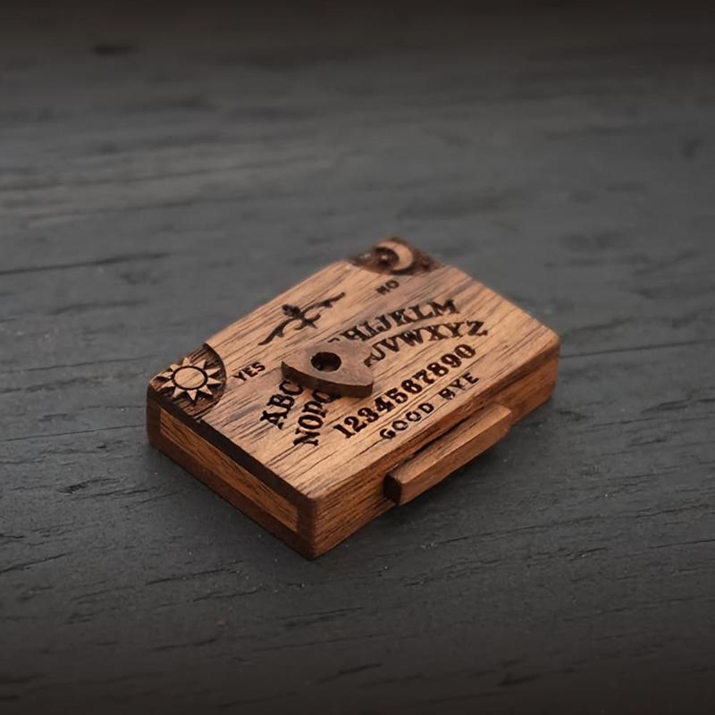 Miniature Spirit Board with Drawer, 1 Count Wooden Handmade Talking Spirit Board, Mini Ouija Board Decorations