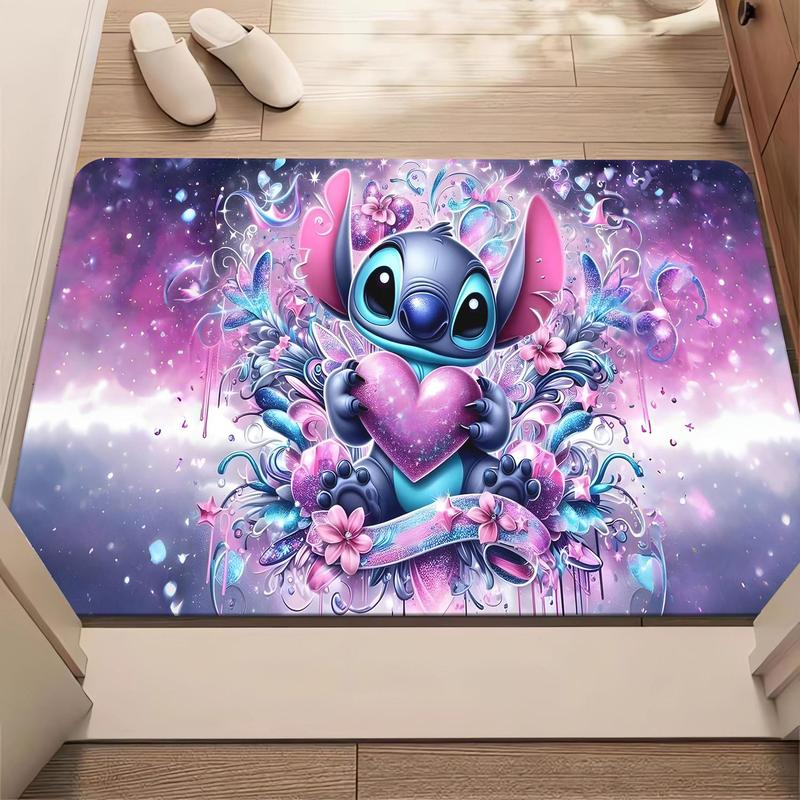 Cartoon Stitch Pattern Bathroom Mat, Non-slip Soft Floor Mat, Rectangle Home Decor Rug for Living Room Bedroom Bathroom