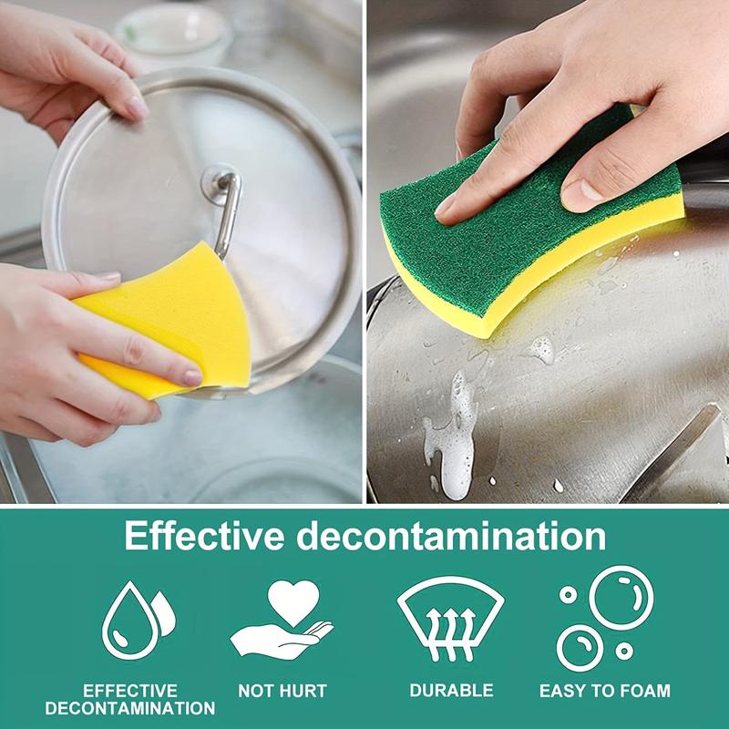 8 16 32pcs, Multifunctional Cleaning Sponge, Double-Sided Scouring Pad For Household Cleaning, Dishwashing Sponge, Premium Kitchen Sponge.