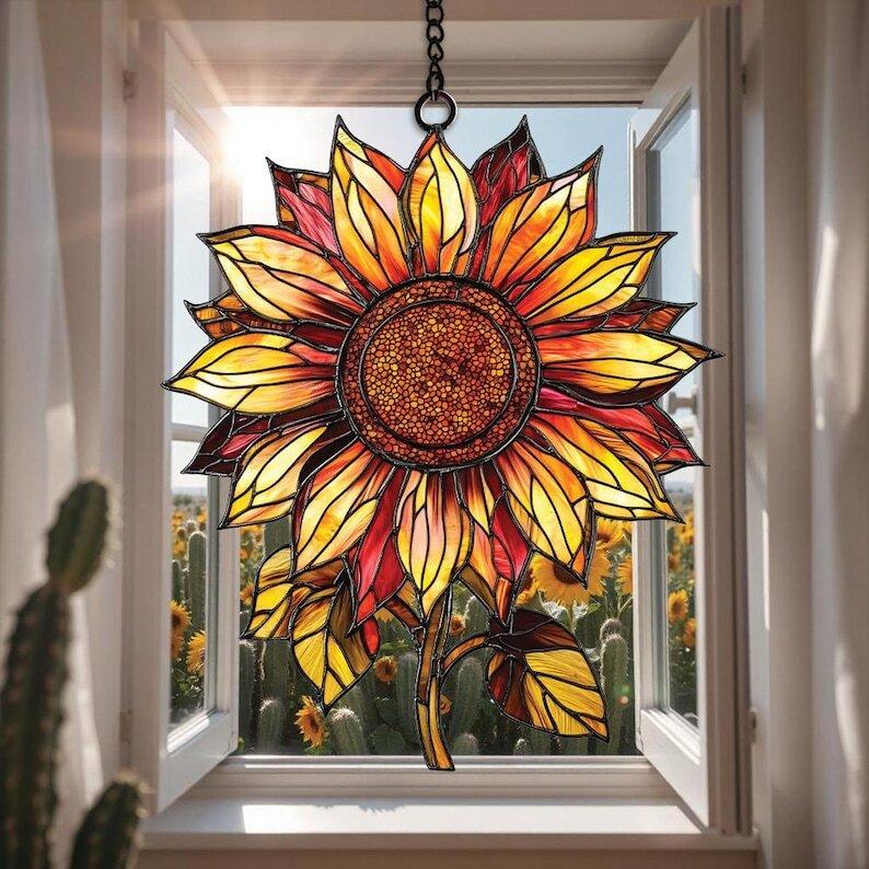 Sunflower Suncatcher Window Hanging Sign, Floral Window Decor Sunflower  Ornament for Home Decor Perfect Garden Gift for Mom Birthday Gift