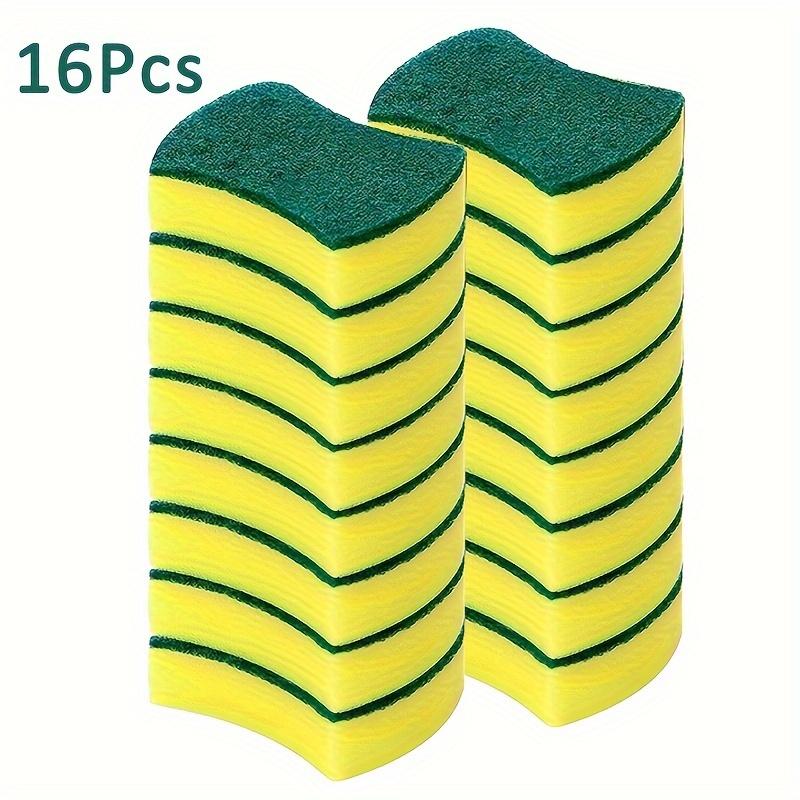 8 16 32pcs, Multifunctional Cleaning Sponge, Double-Sided Scouring Pad For Household Cleaning, Dishwashing Sponge, Premium Kitchen Sponge.